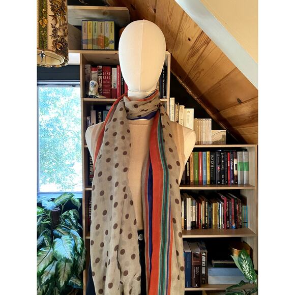 Scarf Polka Dot Stripe Extra Wide & Long - Picture 3 of 7